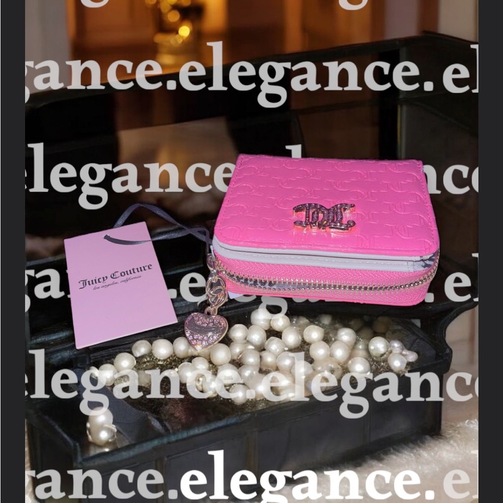 New! JUICY COUTURE Pink Wallet with Heart Charm - Picture 10 of 13